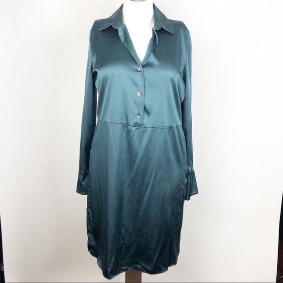 Ann Taylor Dresses & Skirts - Ann Taylor Small Silk Blend Teal Shirt Dress J27